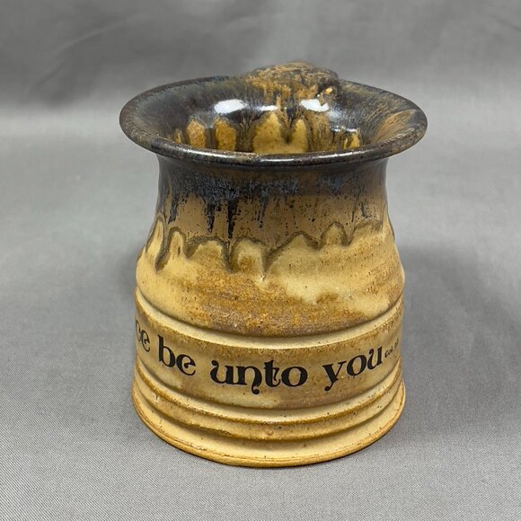 Jack Pott Stoneware Art Pottery Coffee Mug Grace Be Unto You Brown Drip Glazed - Picture 3 of 13
